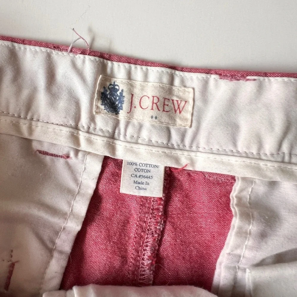 J. Crew Stanton Shorts Size 35 Red Heathered Cotton Flat Front Chino Casual Prep